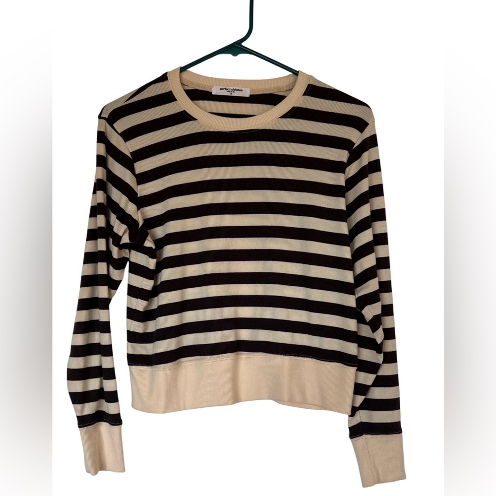 perfectwhitetee Stef Stripe luxe rib pullover